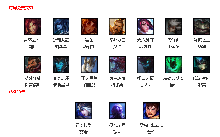 lol周免英雄 8月18日周免英雄：赵信和锤石免费